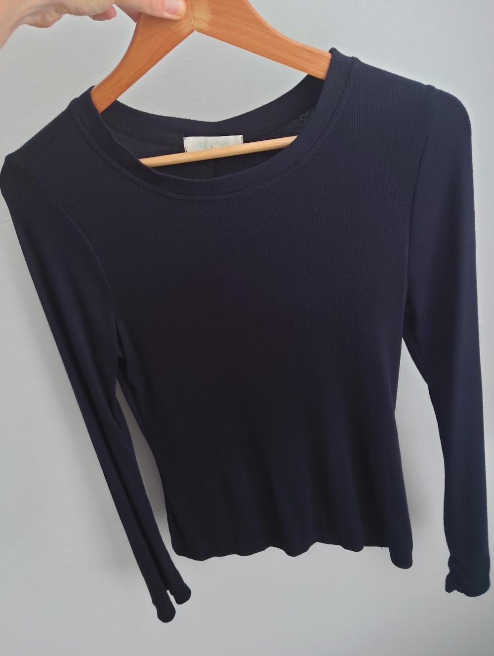 SOLD River + Sky Long-Sleeve Ribbed Top - Black Super Soft Modal!
